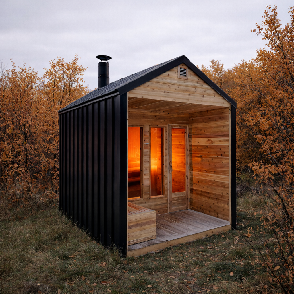 woodfire sauna in nature of Alberta